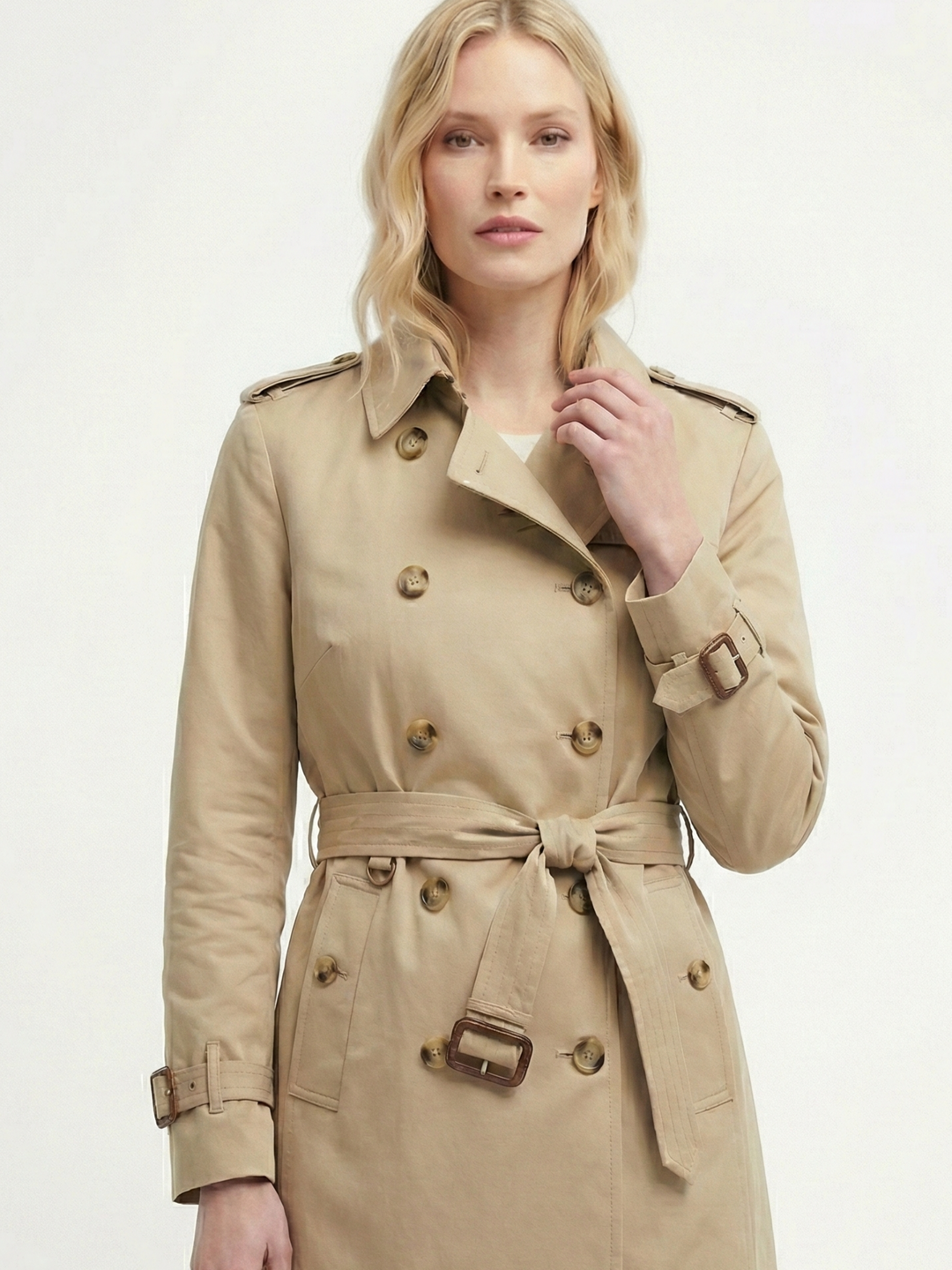 Double-Breasted Belted Trench Coat