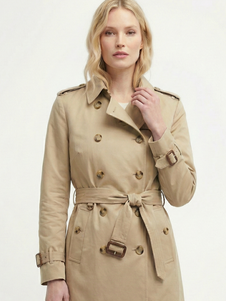 Double-Breasted Belted Trench Coat