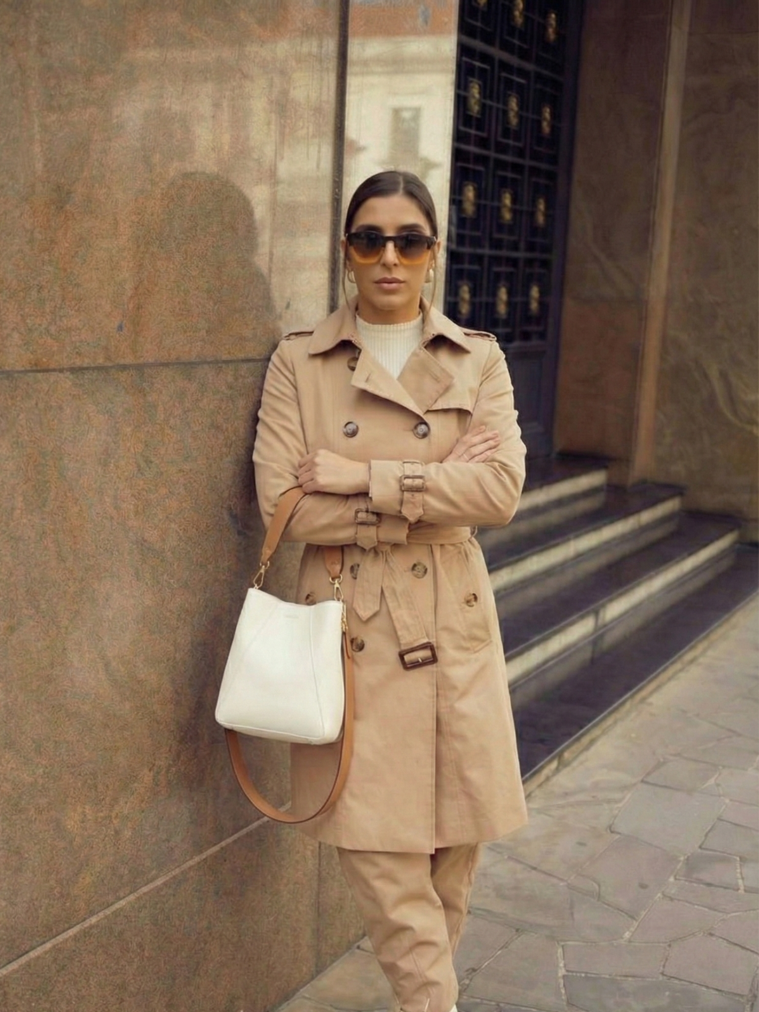 Double-Breasted Belted Trench Coat