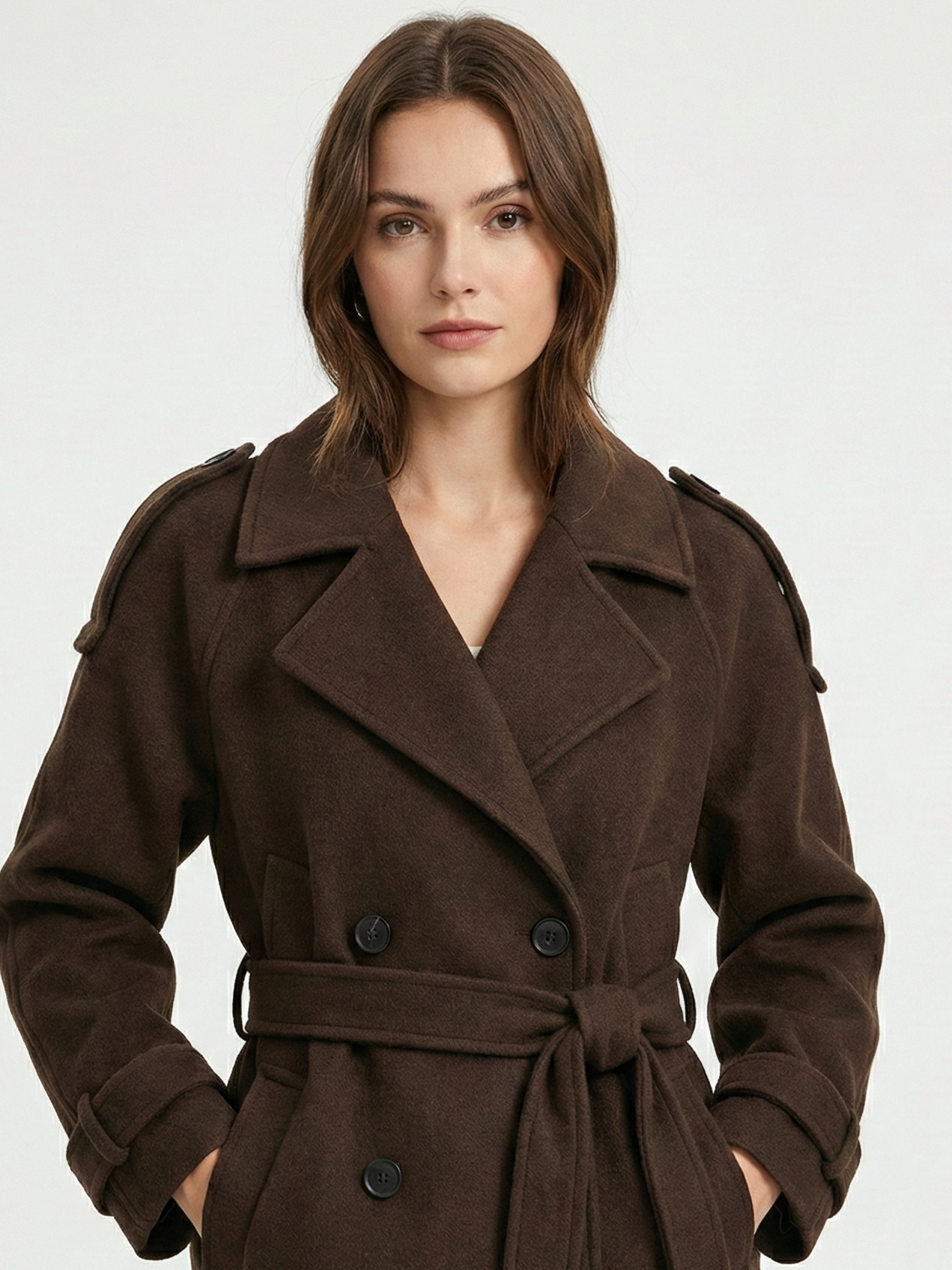 Brown Blend Cropped Trench Jacket