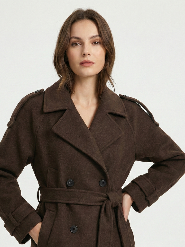 Brown Blend Cropped Trench Jacket