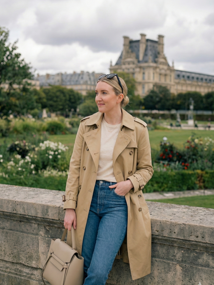 Double-Breasted Belted Trench Coat