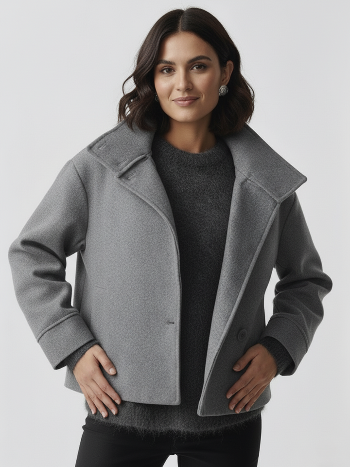 High-Neck Buttoned Pea Coat