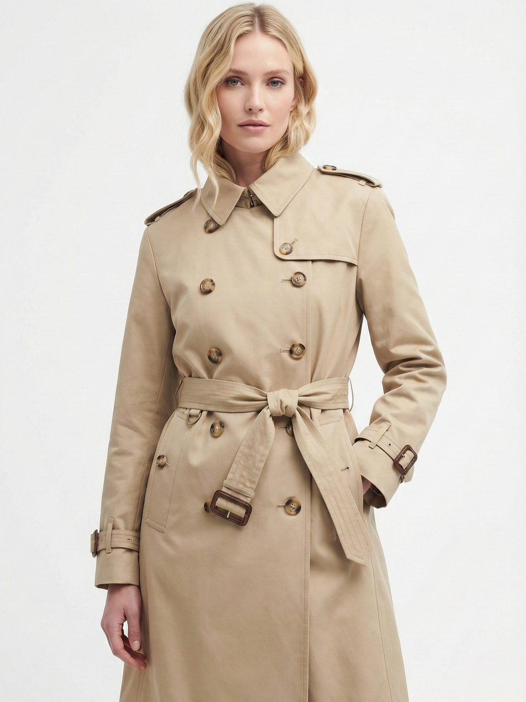 Double-Breasted Belted Trench Coat