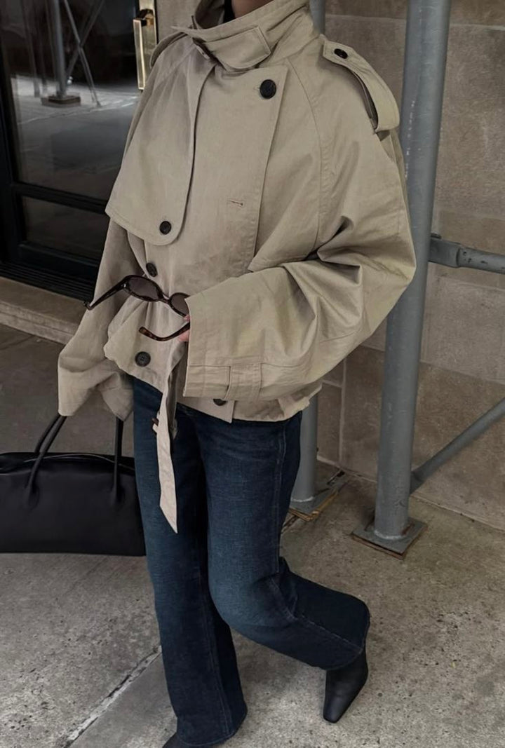 Oversized High-Neck Trench Jacket