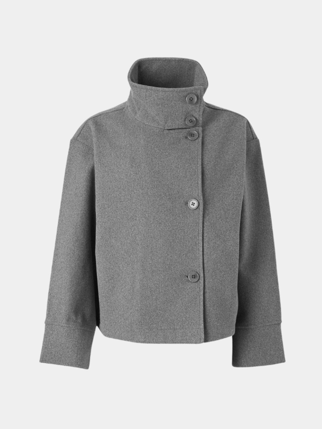 High-Neck Buttoned Pea Coat