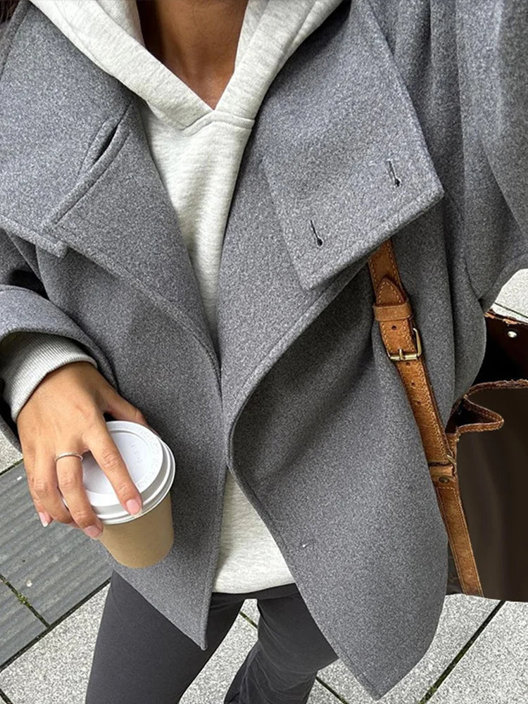 High-Neck Buttoned Pea Coat