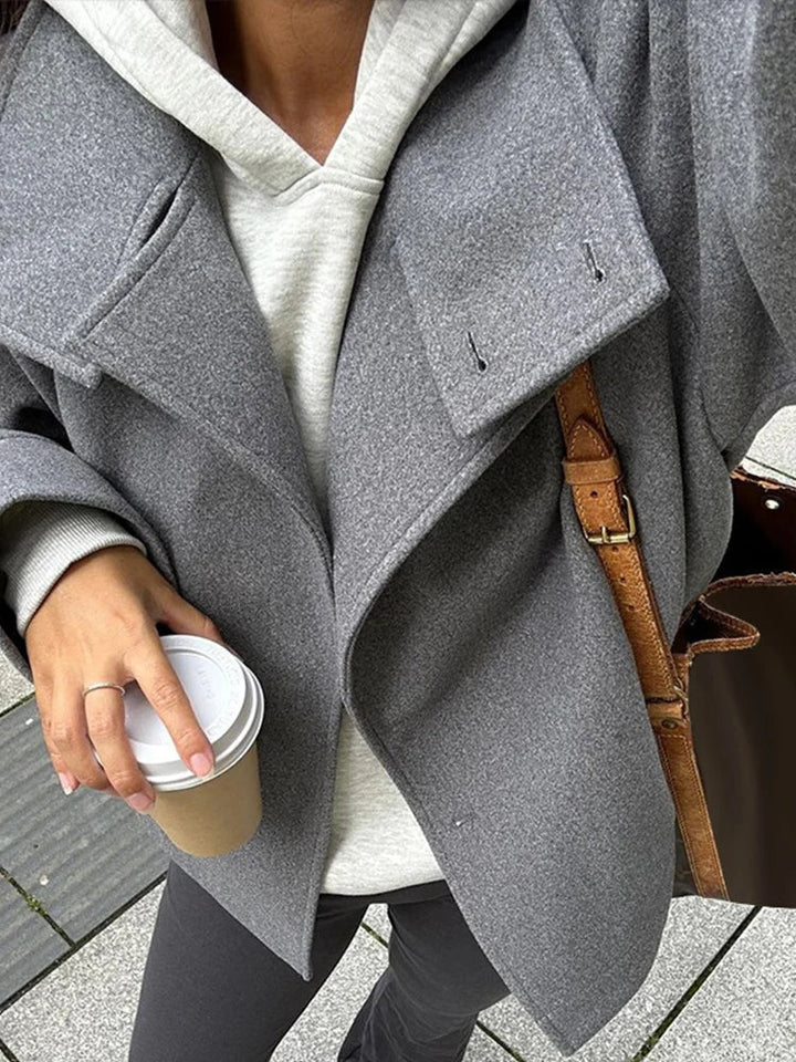 High-Neck Buttoned Pea Coat