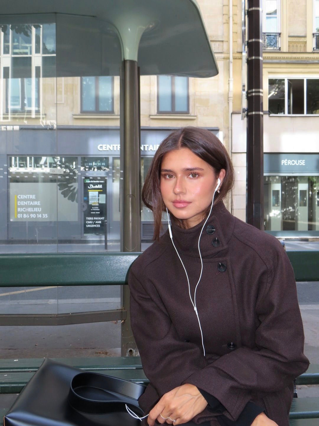 High-Neck Buttoned Pea Coat
