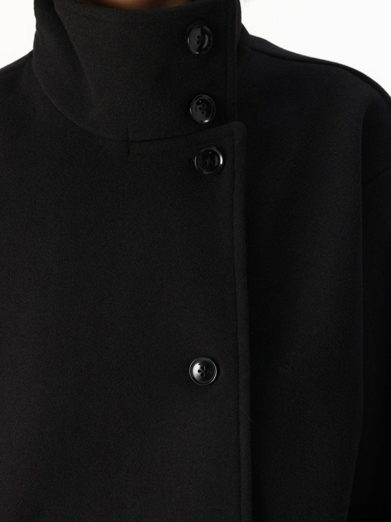 High-Neck Buttoned Pea Coat
