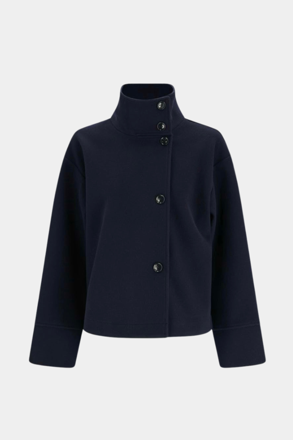 High-Neck Buttoned Pea Coat