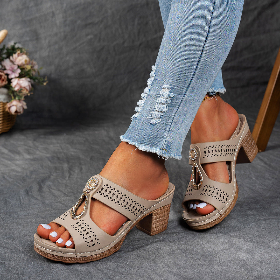 Maria | Orthopedic Sandals with Rhinestone Heel