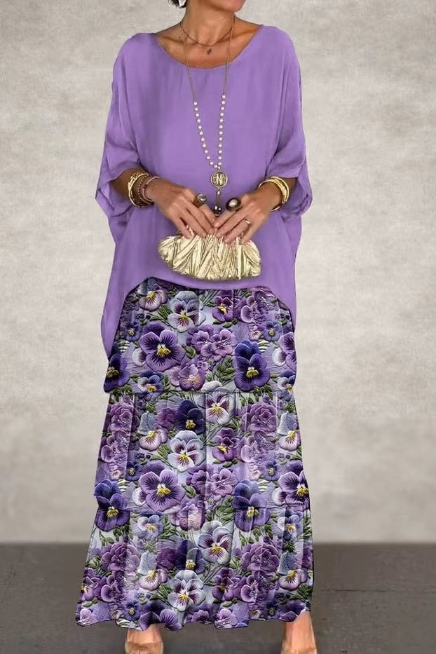 Nora Cape Dress – Purple Flower