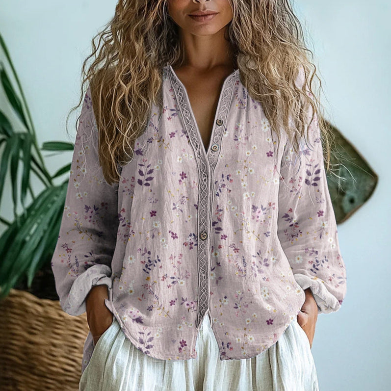 Brianna | Elegant Vintage Floral Print Shirt