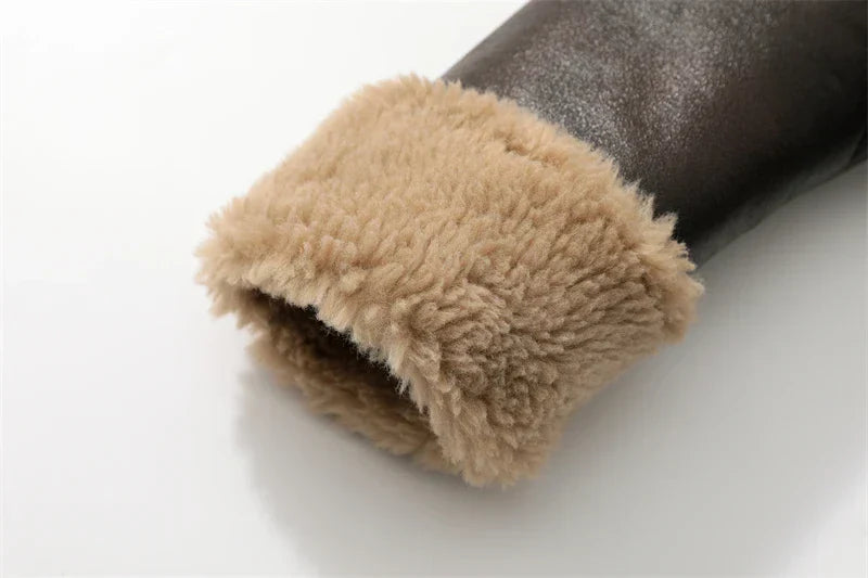 Faux Shearling Leather Jacket