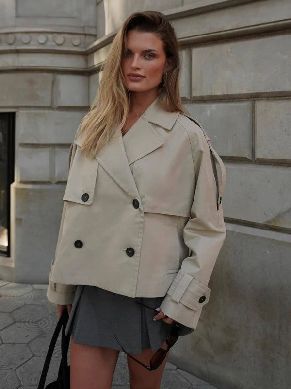 Short Double-Breasted Trench Jacket