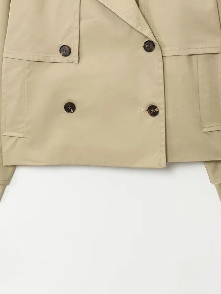 Short Double-Breasted Trench Jacket