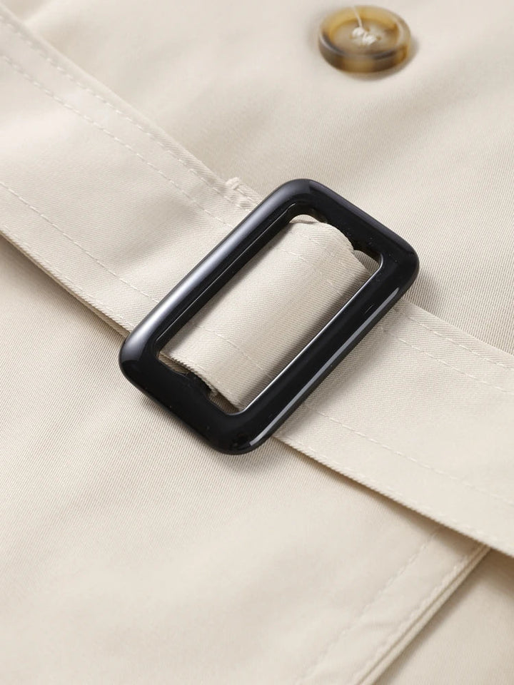 High-Neck Belted Trench Coat