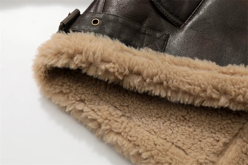Faux Shearling Leather Jacket