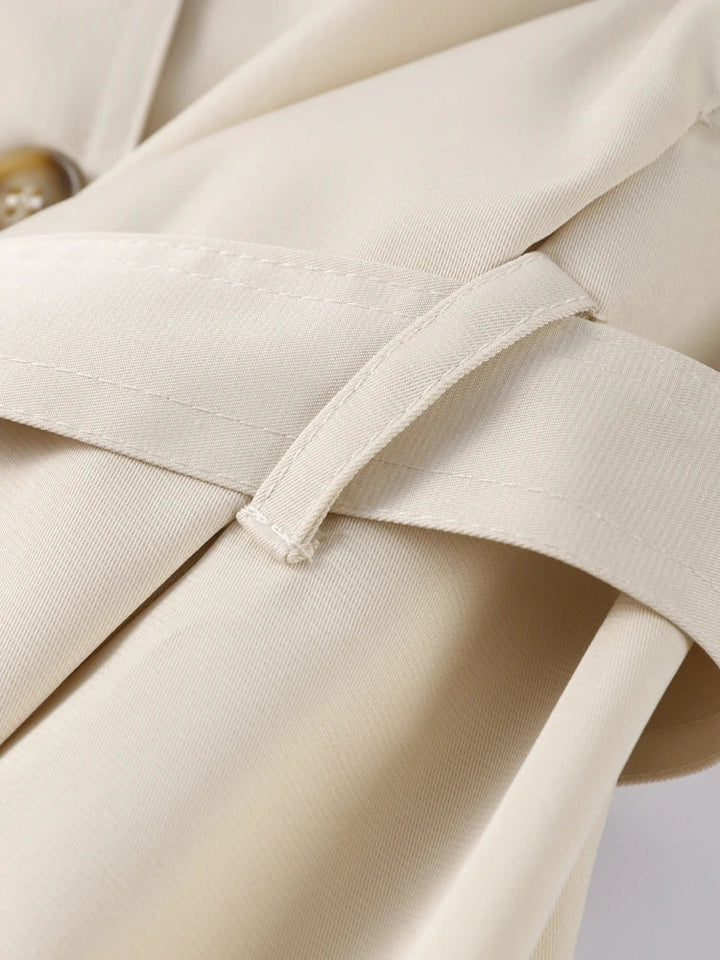 High-Neck Belted Trench Coat