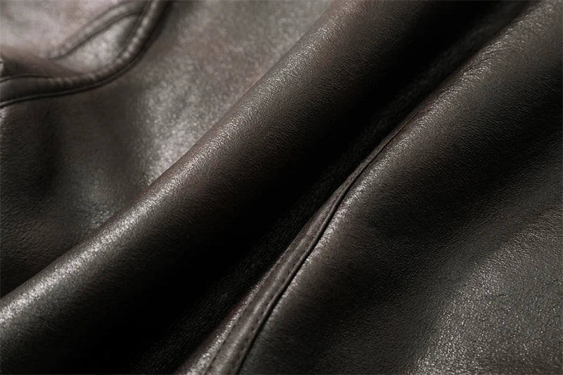 Faux Shearling Leather Jacket