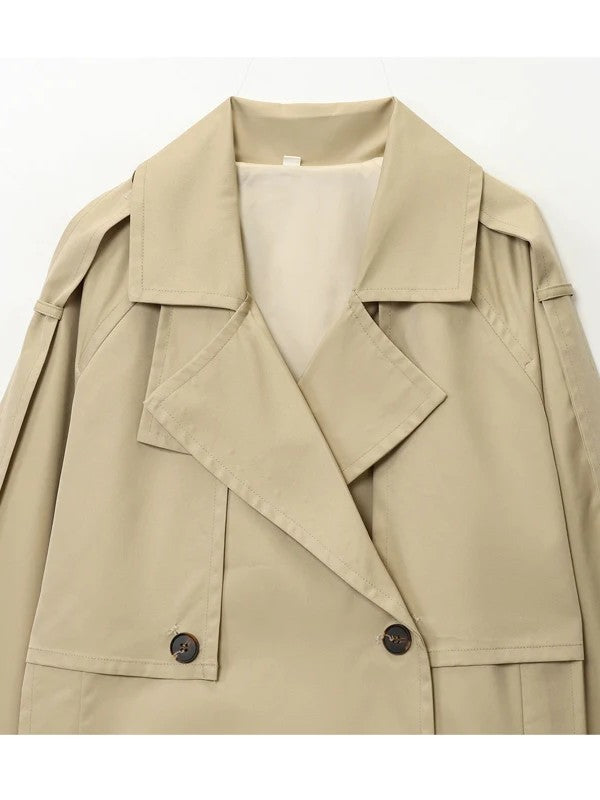 Short Double-Breasted Trench Jacket