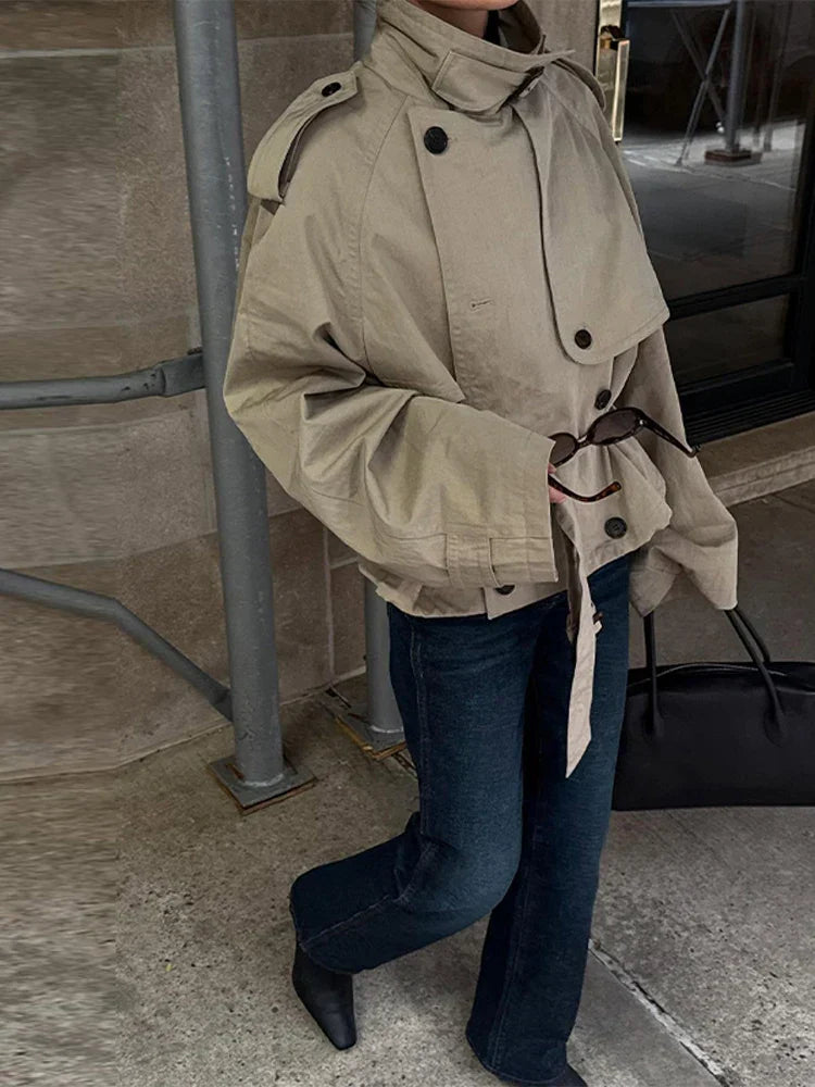 Oversized High-Neck Trench Jacket