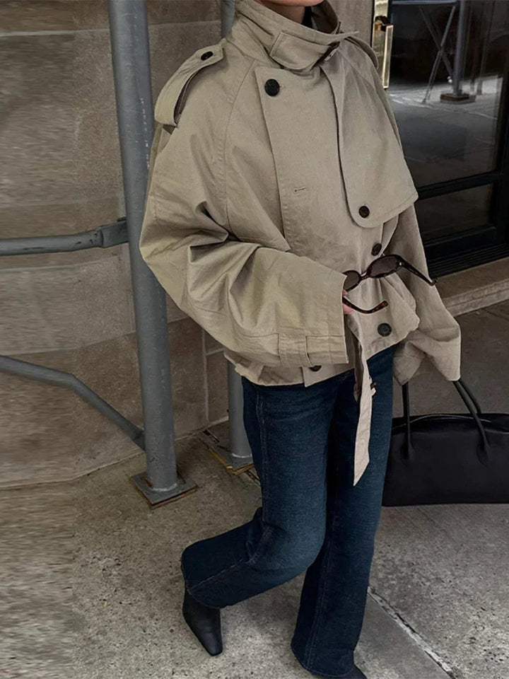 Oversized High-Neck Trench Jacket