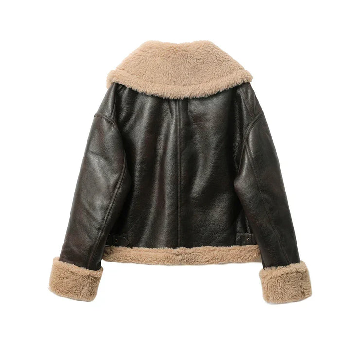 Faux Shearling Leather Jacket