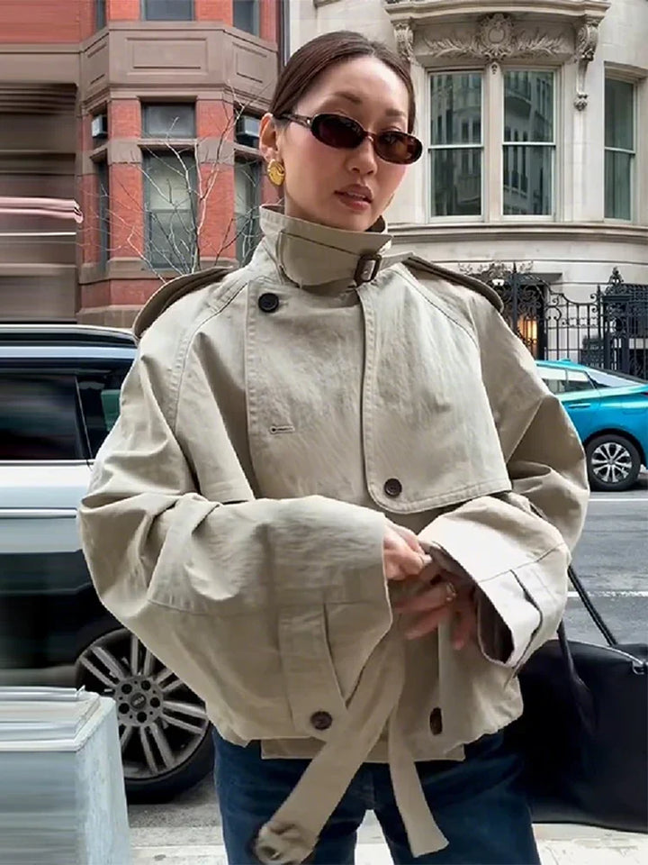 Oversized High-Neck Trench Jacket