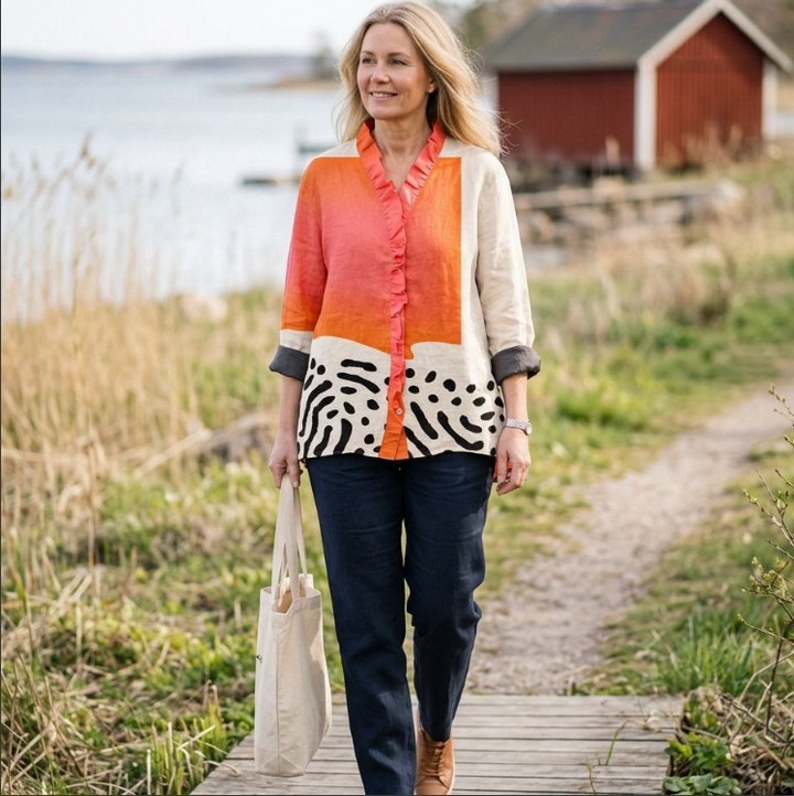 Melinda | Elegant Linen Summer Blouse