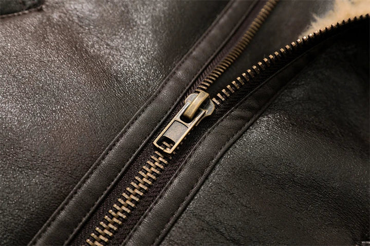 Faux Shearling Leather Jacket