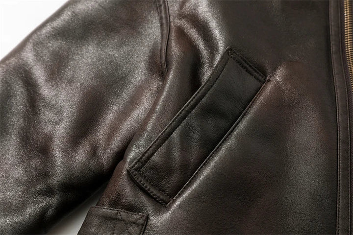Faux Shearling Leather Jacket