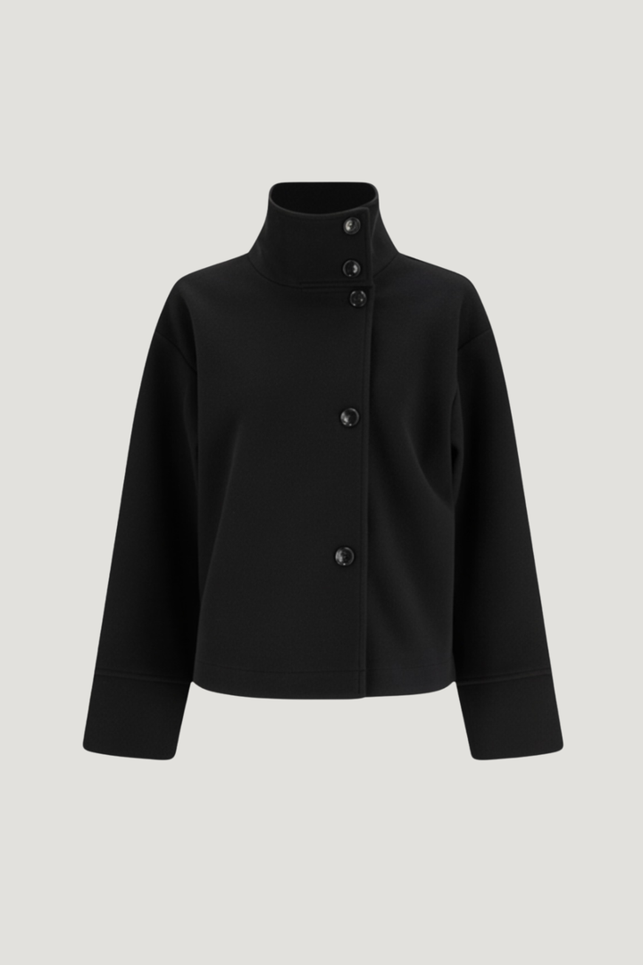 High-Neck Buttoned Pea Coat