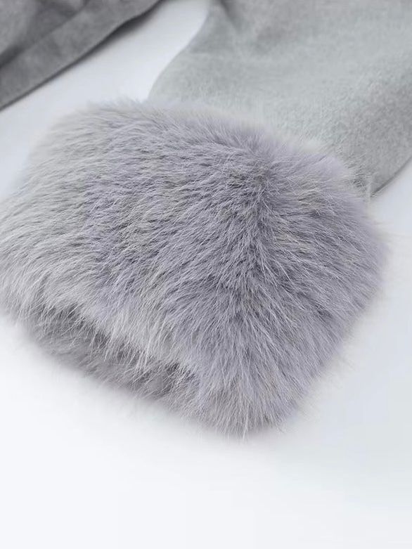 Belted Coat with Faux Fur Cuffs