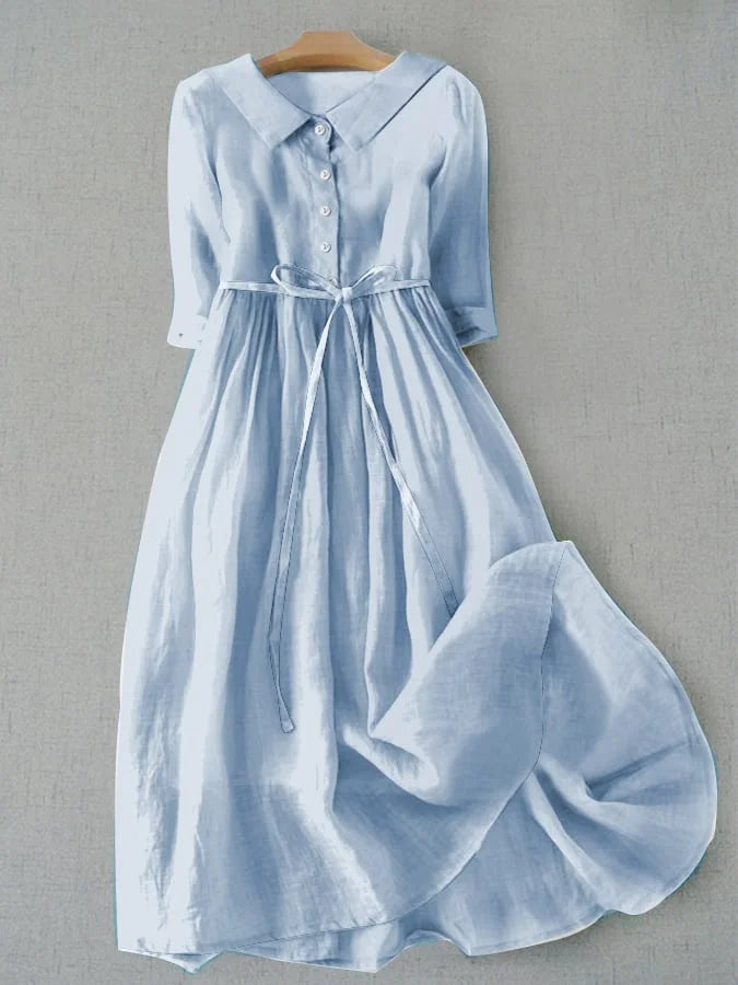 Ellie | Women's Summer Lace-Up Waist Dress - Timeless Comfort & Style