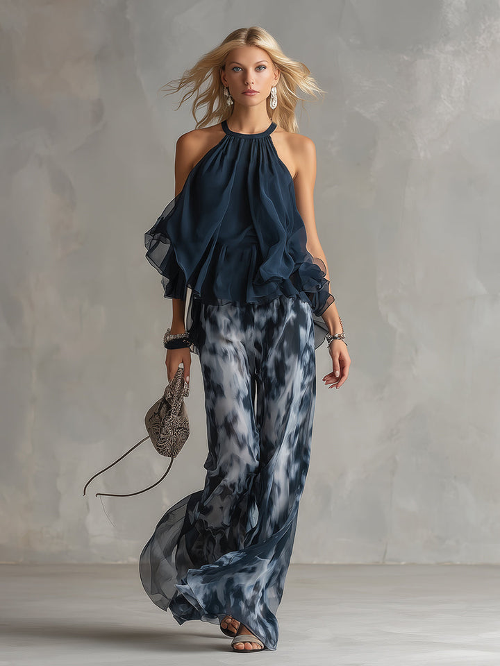 Elise | Elegant Lightweight Set with Flowing Top & Wide-Leg Pants