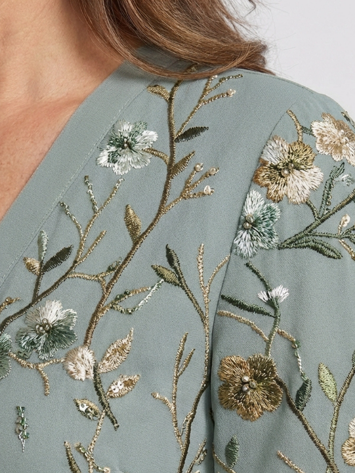 Ava | Floral V Neck Short Sleeve Maxi Dress