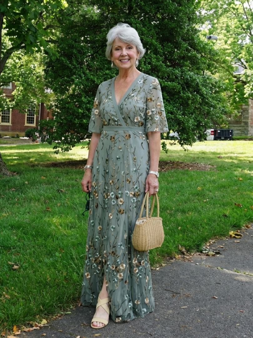 Ava | Floral V Neck Short Sleeve Maxi Dress