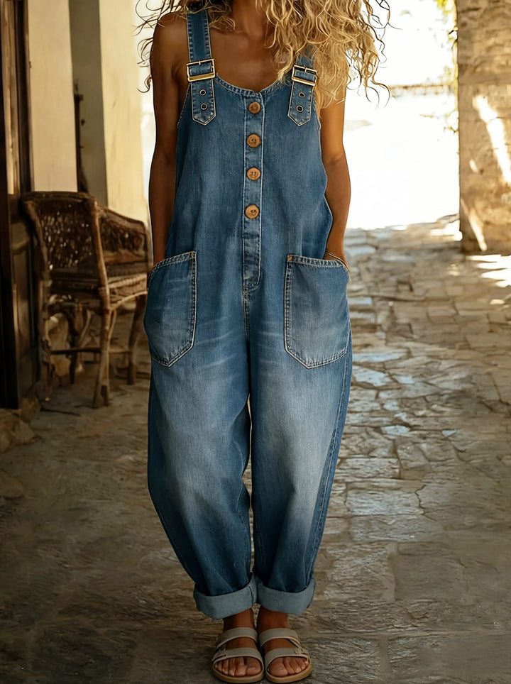 Rocio™ – Relaxed Denim Jumpsuit with Adjustable Buckle