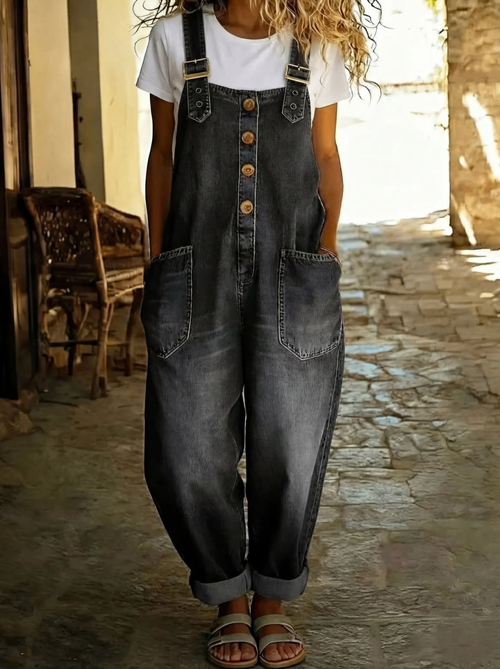Rocio™ – Relaxed Denim Jumpsuit with Adjustable Buckle