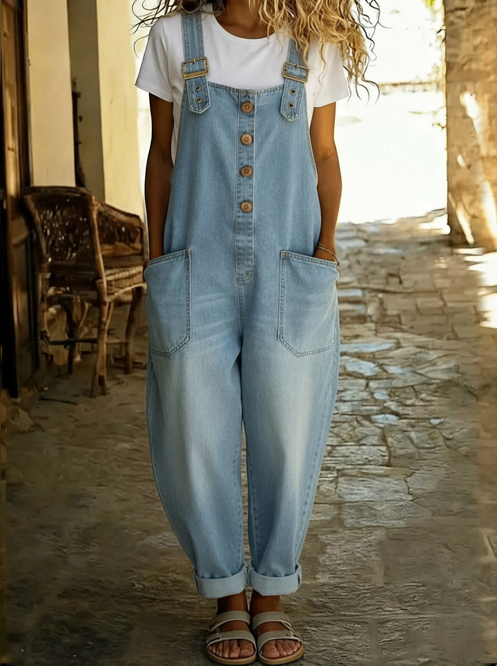 Rocio™ – Relaxed Denim Jumpsuit with Adjustable Buckle