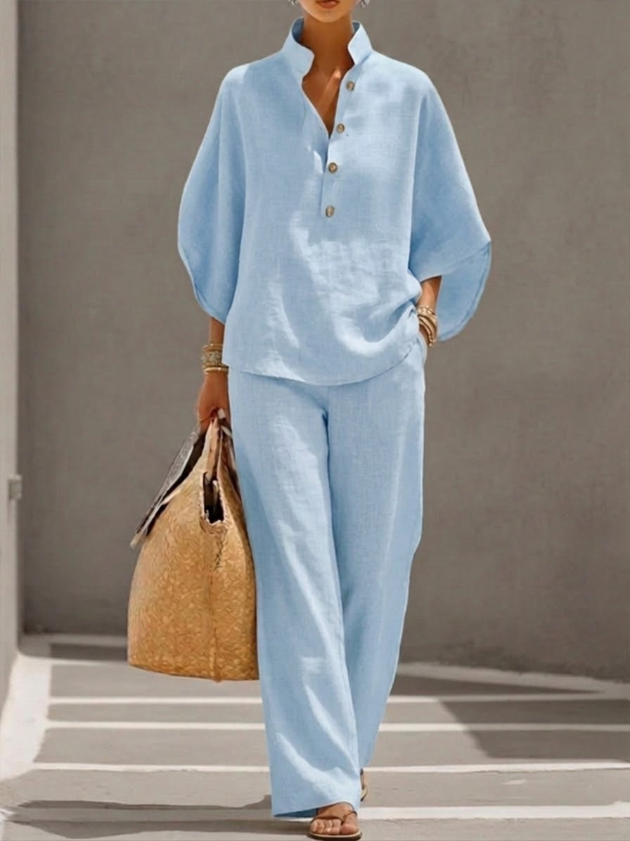 Mariel | Batwing Sleeve Top & Wide-Leg Pants Set