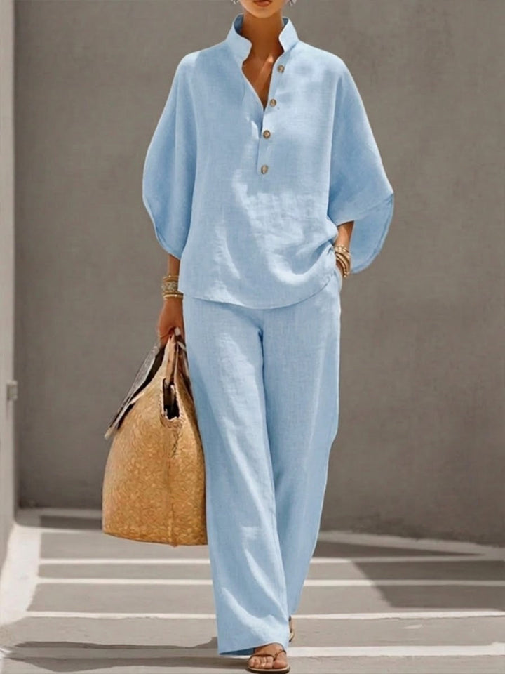 Mariel | Batwing Sleeve Top & Wide-Leg Pants Set