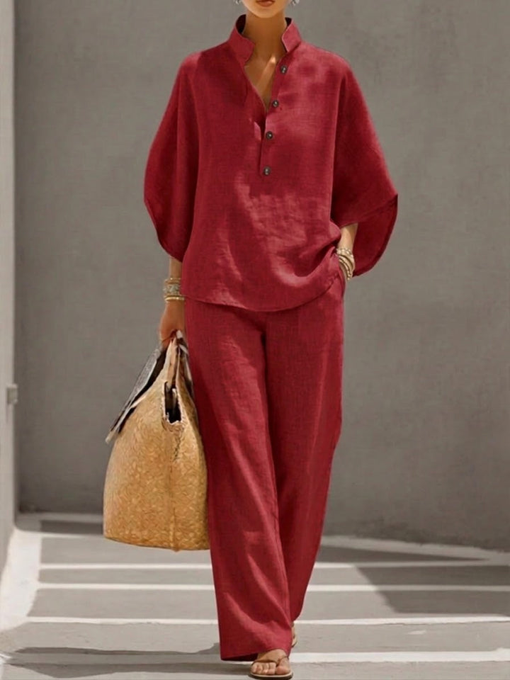 Mariel | Batwing Sleeve Top & Wide-Leg Pants Set
