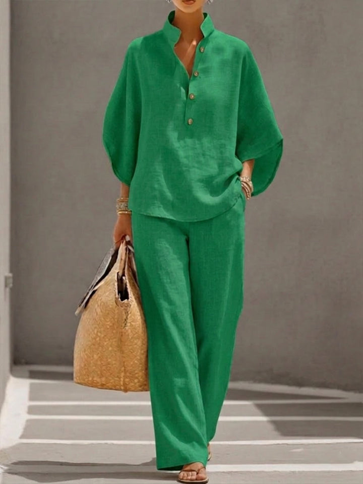 Mariel | Batwing Sleeve Top & Wide-Leg Pants Set